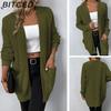 BITCED Autumn/Winter Women's Knitwear Solid-Colour Pocket Cardigan Sweater