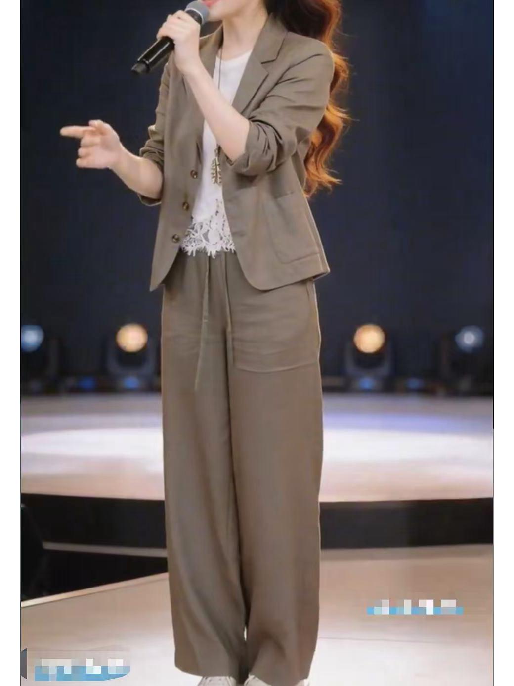 

2026 Spring Korean Suit: Solid Color Jacket & Wide-Leg Pants Set XL