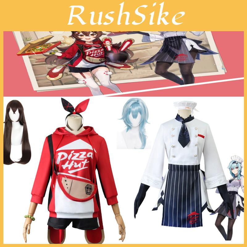 Exquisite Genshin Impact X Pizzahut Amber Eula Wig Cosplay Costume For Halloween
