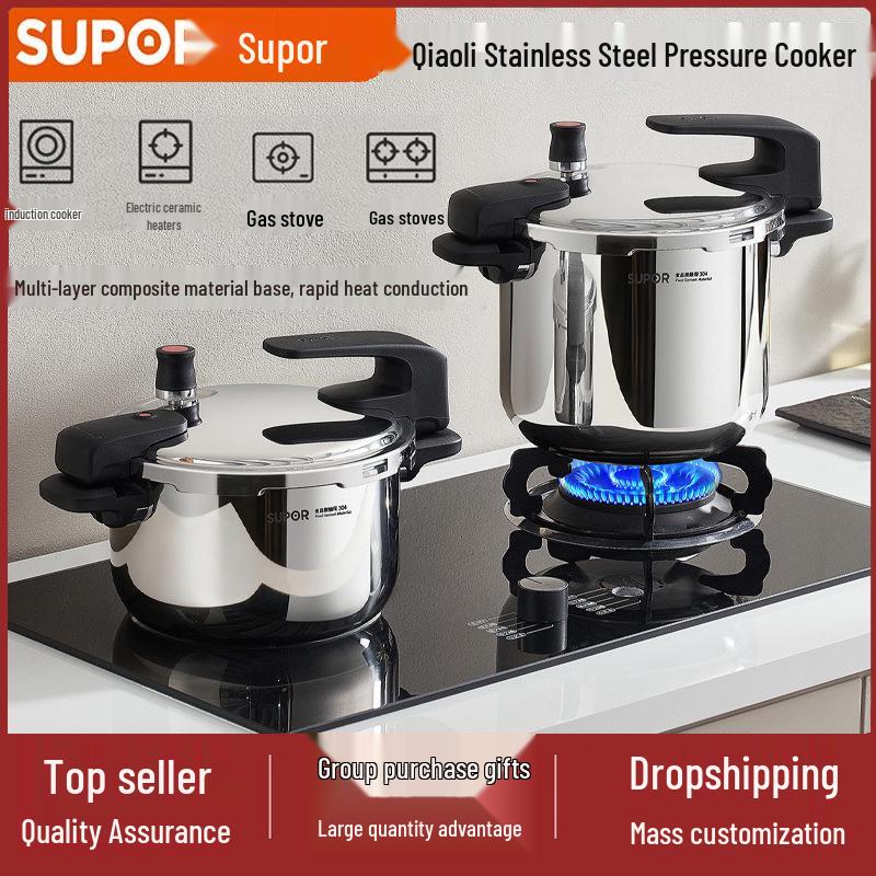 

Supor Safety Explosion-Proof 304 Stainless Steel Pressure Cooker for All Stovetops. 3.8L Model YW223SL1