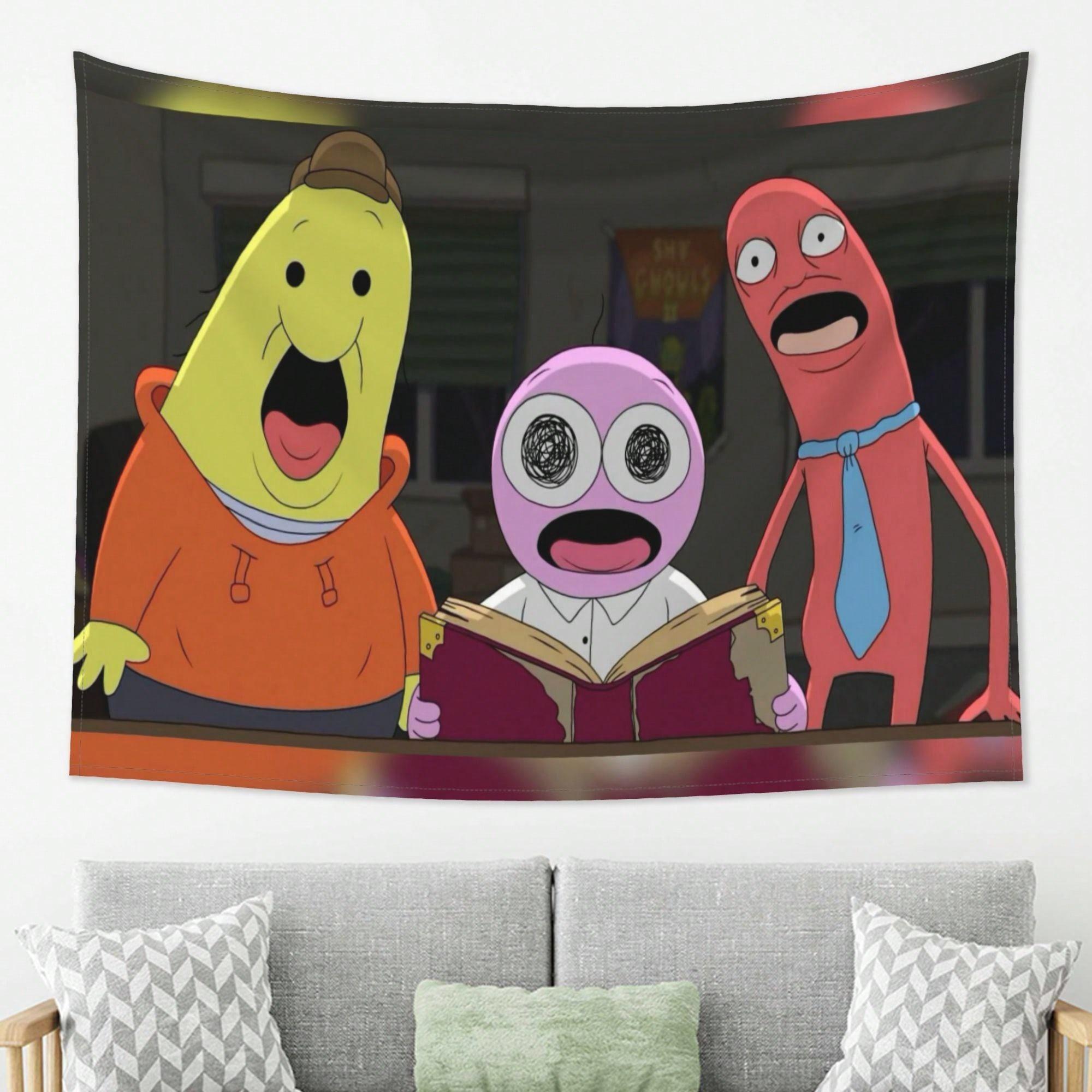 

Постер сериала Улыбающиеся друзья Полосатый дизайн Полиэстеровая гобеленовая ткань Различные размеры для гостиной, дивана, общежития, спальни Декор 74x94cm(29x37in)