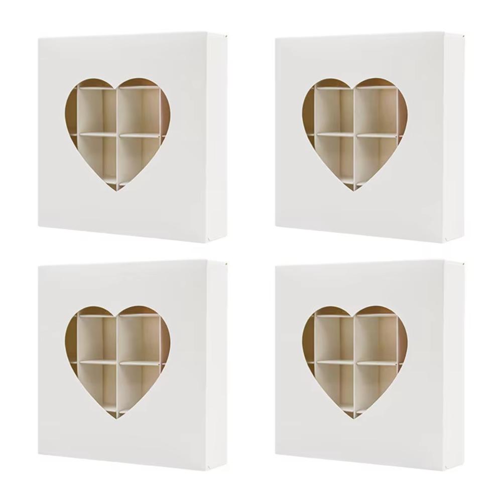 4PCS Red Pink White Heart Shaped Boxes 16 Grids DIY Handmade Gift Box Heart Gift Box Large Capacity with Window