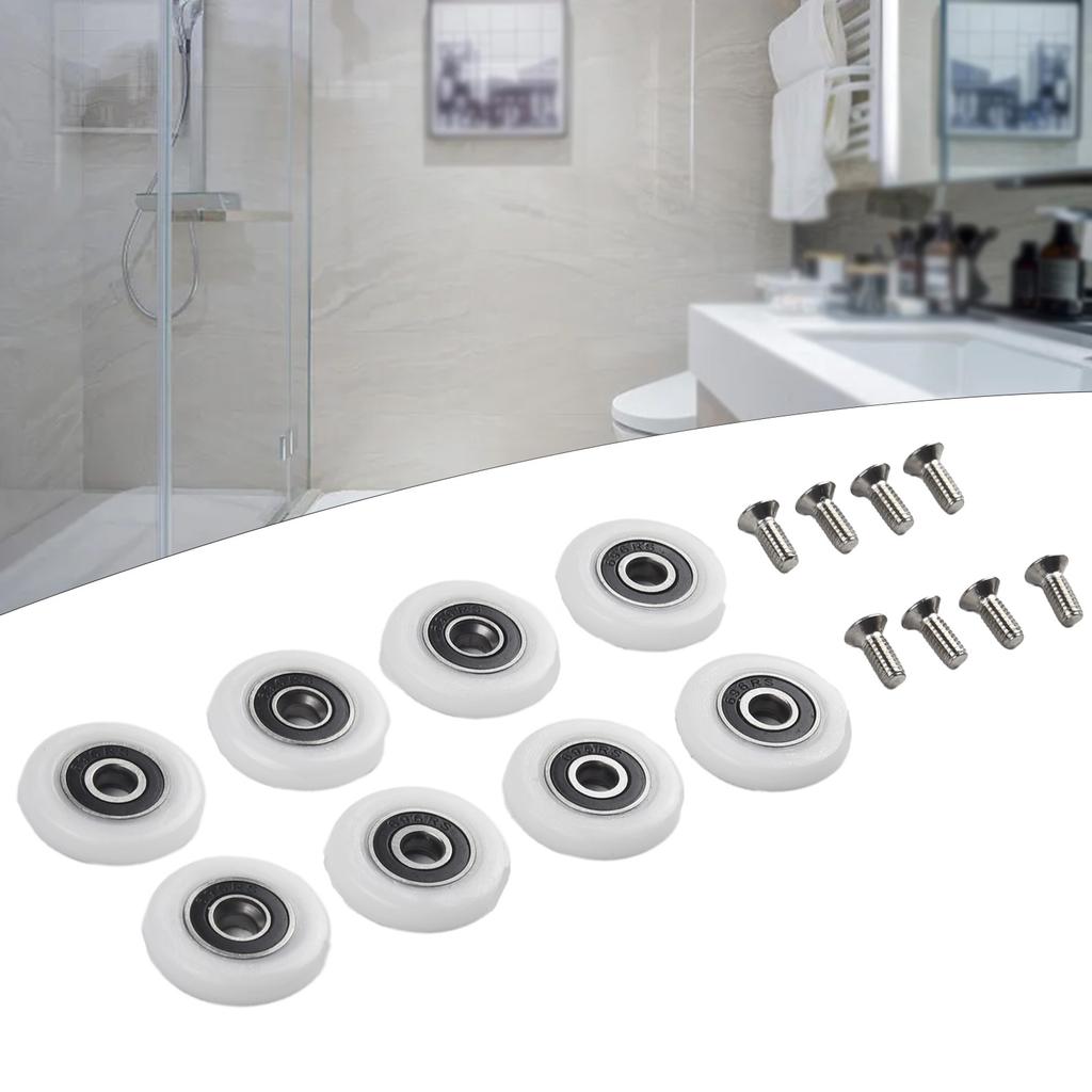 8 ks Kolečka pro sprchové dveře Náhradní kladka dveří 19/23/25mm Kolečko Posuvná kolečka Kování Koupelnová pojezdová kolečka S šrouby