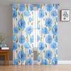 Watercolor Blue Poppy Flower Sheer Curtains for Living Room Decoration Window Curtains for Kitchen Tulle Voile Organza Curtains