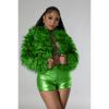 Damen Offene Faux Fur Cropped Jacke Locker Langarm Einfarbig Flauschiger Kurzer Mantel Streetwear