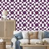 Wallpaper Casual Checkerboard White, Plum and Purple 50x1000