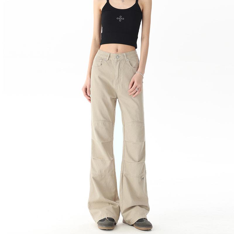 Retro loose niche slightly spicy versatile overalls spring and summer new flared casual jeans women