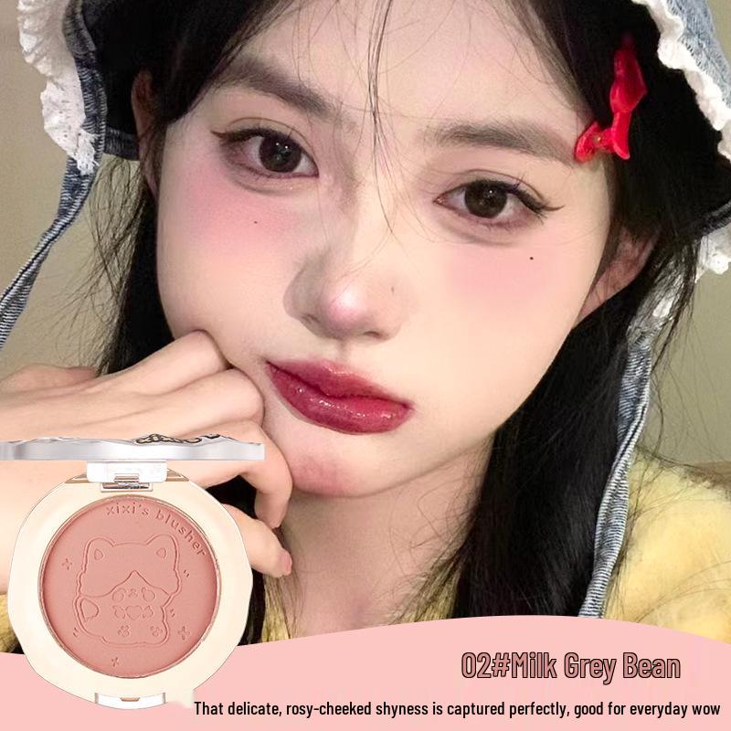 XIXI Doll Baby Atmosphere Blush: Natural Whitening, Delicate Texture, Pigmented Powder for a Girlish Complexion.