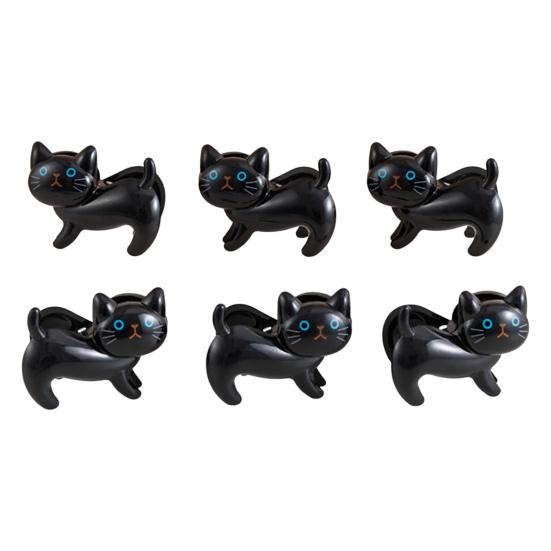 

6 шт. бюстгальтеры с зажимами, универсальные уникальные прочные уплотнительные зажимы с изображением котенка, зажимы для закусок чёрный