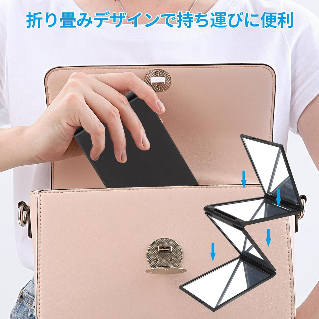 Doyeemei Makeup Foldable Makeup for Hand Folding Adjustable Convenient Storage Four-sided Mirror, Mirror, Mirror, 4-way Mirror, Haircuts, Mirror,