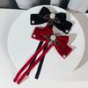 Vintage Style Black/Wine/Dark Green Bowknot Lapel Pin Unique Women' S Brooches Jewelry Exquisite Fashion Pearls Brooch