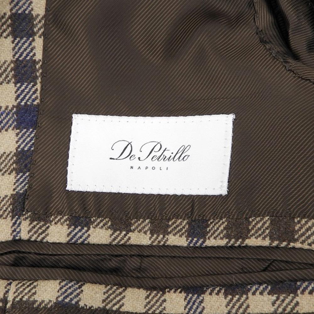 DE PETRILLO Excellent condition shepherd check wool nylon POSILLIPO tailored jacket, brown, size 44, for men Jacket 44 BrownUsed