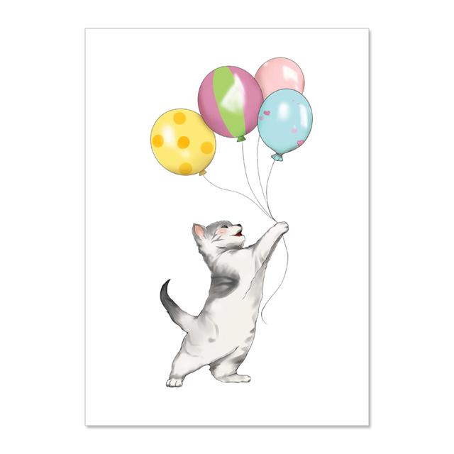 Roztomilé Zvíře Štěně Opice Kůň Balón Dětský Pokoj Nástěnné Umění Plátno Malba Plakáty a Tisky Nástěnné Obrázky Dětský Pokoj Dekor Bez Rámu