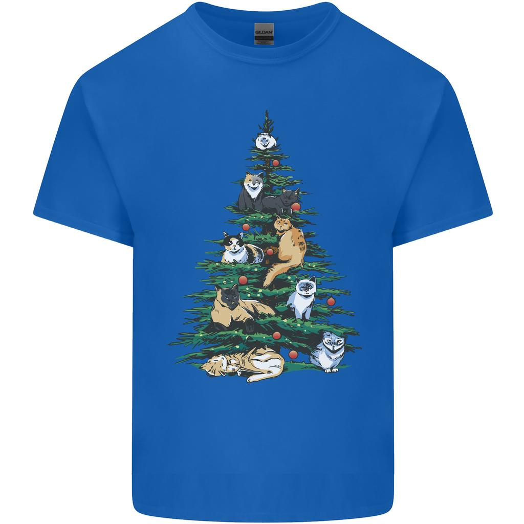 Cat Christmas Tree Unisexs Light Cotton TShirt