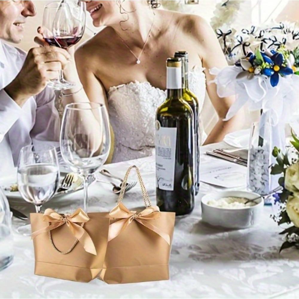 10 Stück Geschenktüten Kleine Geschenkverpackungstüten mit Henkeln Gastgeschenktüten mit goldenem Schleifenband Papiergeschenkverpackungstüten Großpackung für Geburtstag Hochzeit Feiertag