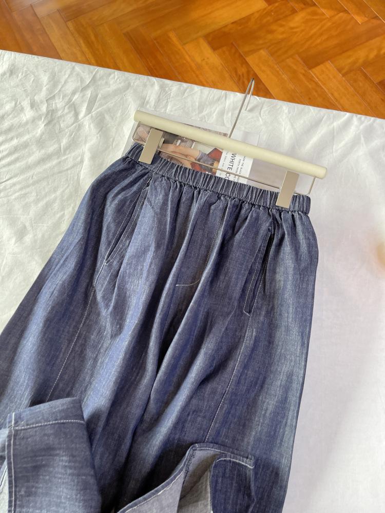 

Korean Relaxed Wide-Leg Jeans for Women - Spring/Summer Trendy Casual Pants M джинсовый синий