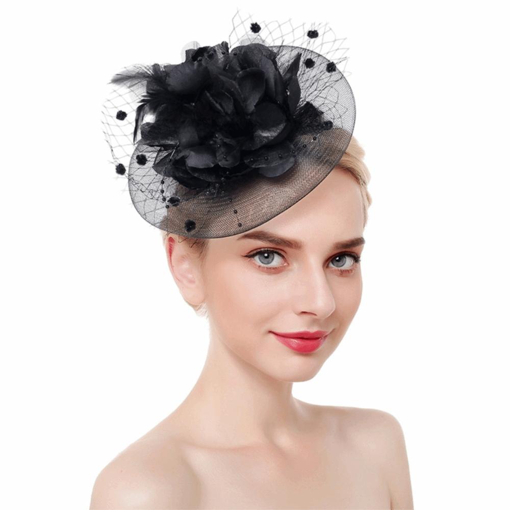 Feathers Mesh Fascinator Hat Elegant Bride Headdress Fashion Veil Hat Headwear  Wedding