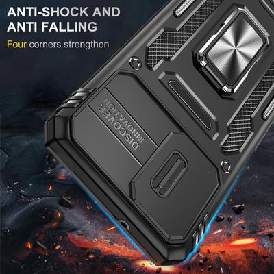Pro Motorola Moto G53 5G Série Armor Ochrana objektivu posuvným krytem Pouzdro na telefon PC+TPU Kryt se stojánkem