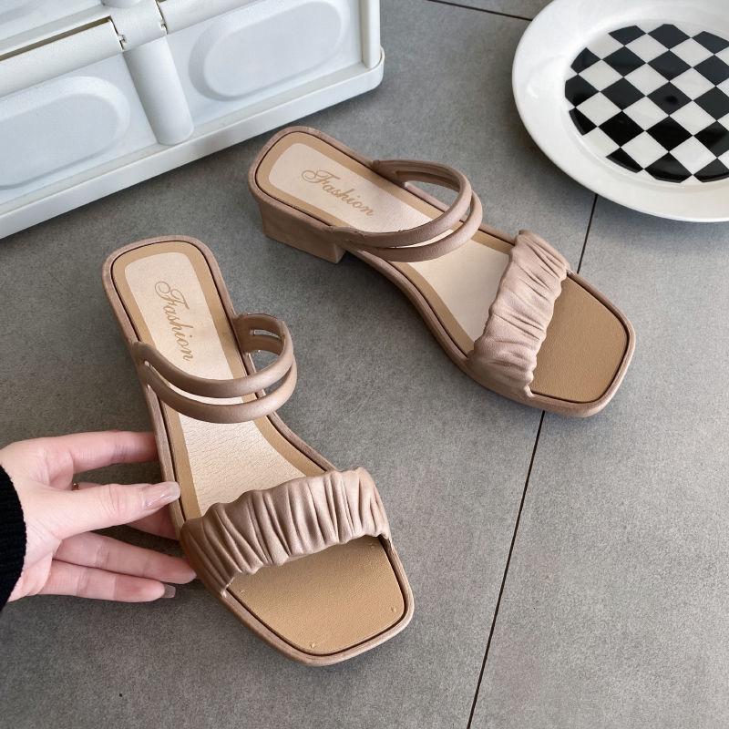 

Модные женские тапочки с каблуком, летние открытые носки, уличные туфли для женщин 2024 года, босоножки на танкетке, стильные водонепроницаемые, роскошные B 41