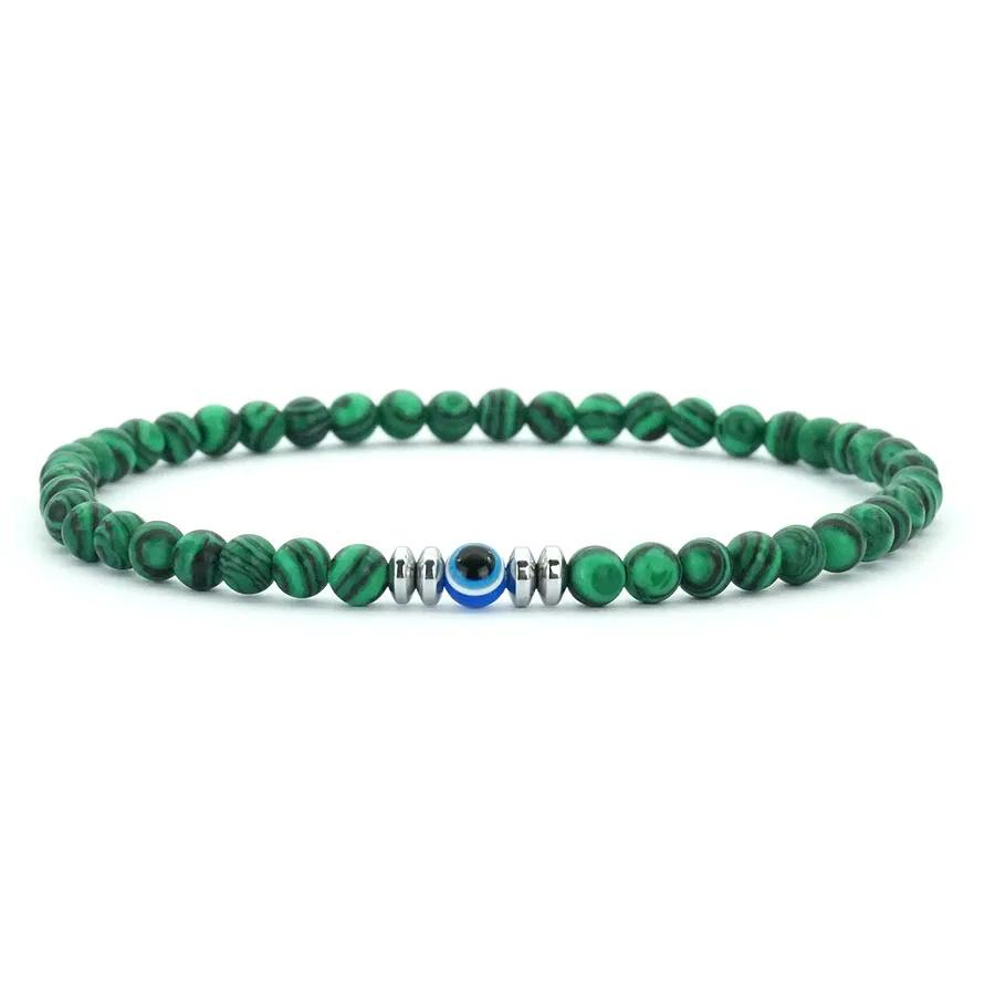 

Простий браслет Око Диявола з Туреччини Чоловічий Жіночий 4 мм Натуральний Бірюзовий Гематит Обсидіан Камінь Еластичний Браслет Медитація Homme Joias