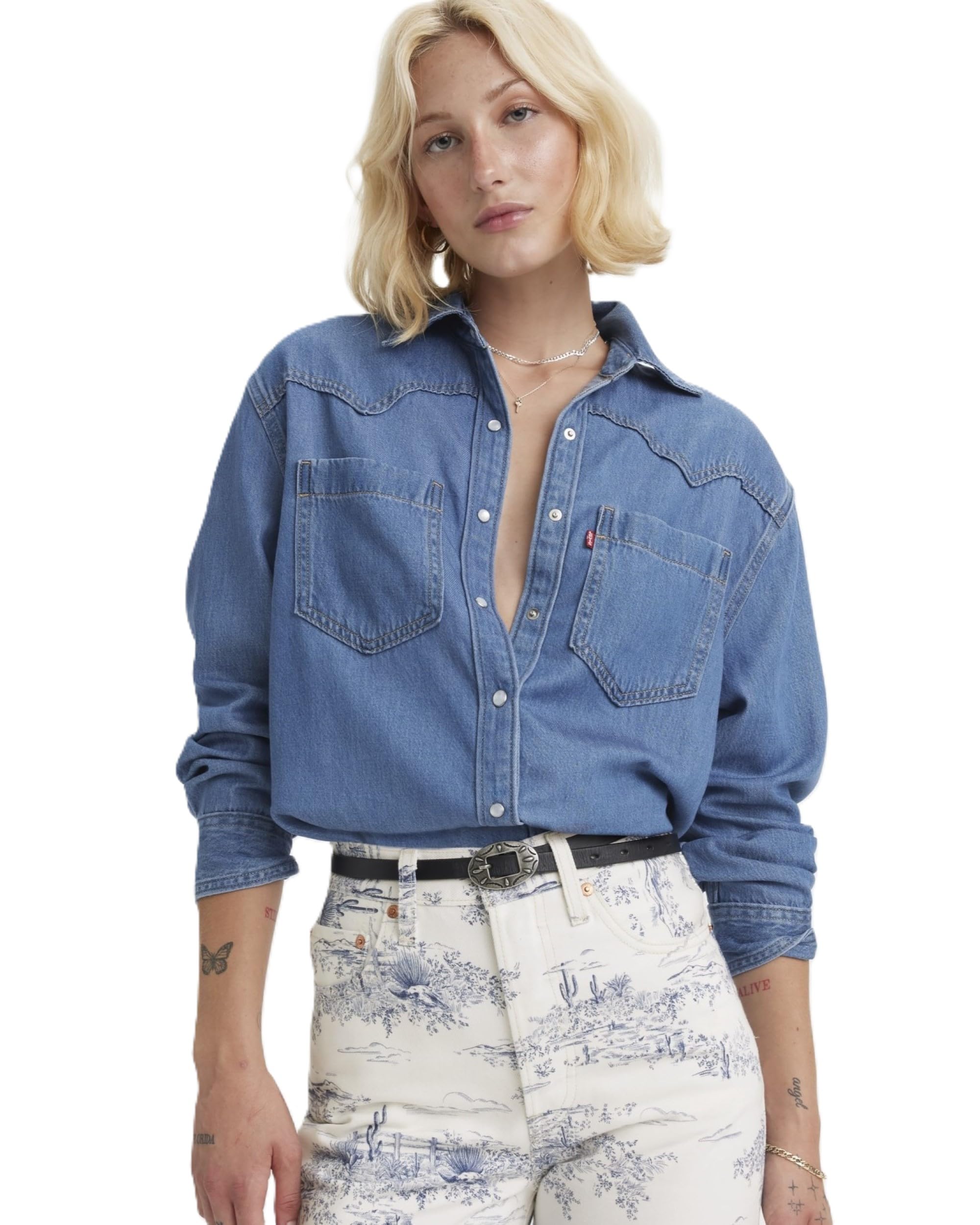 

Levi s TEODORA Western Long Sleeve Denim Shirt A7244-0006 US L