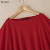 ZANZEA Women Casual Round Neck Batwing Sleeve Loose Cover Up Blouse