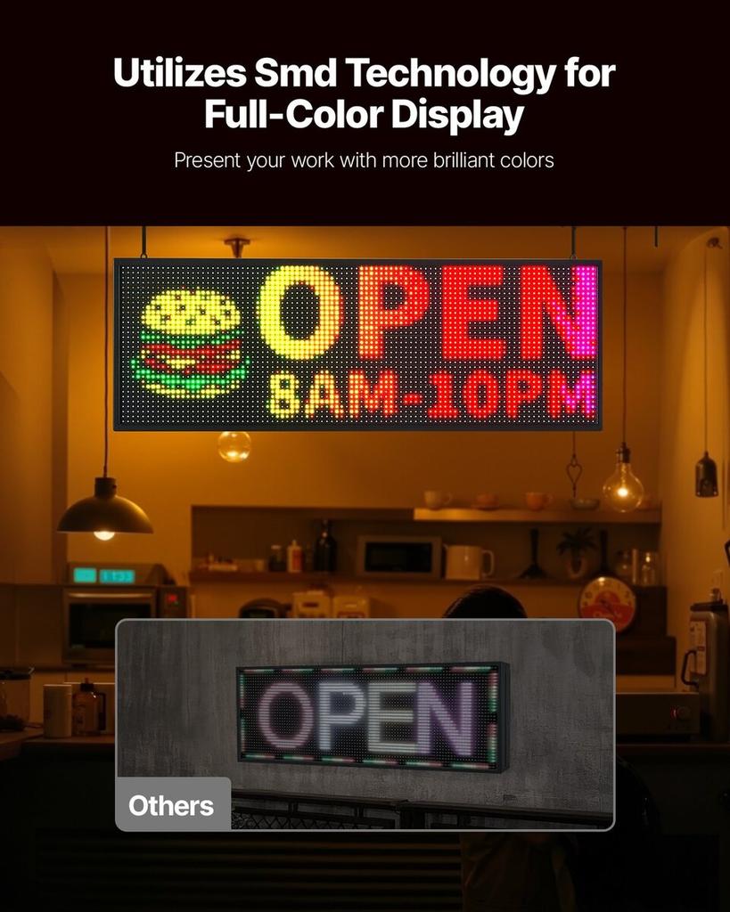 40x14in Programmable LED Sign Scrolling Display Board P10 Full-color