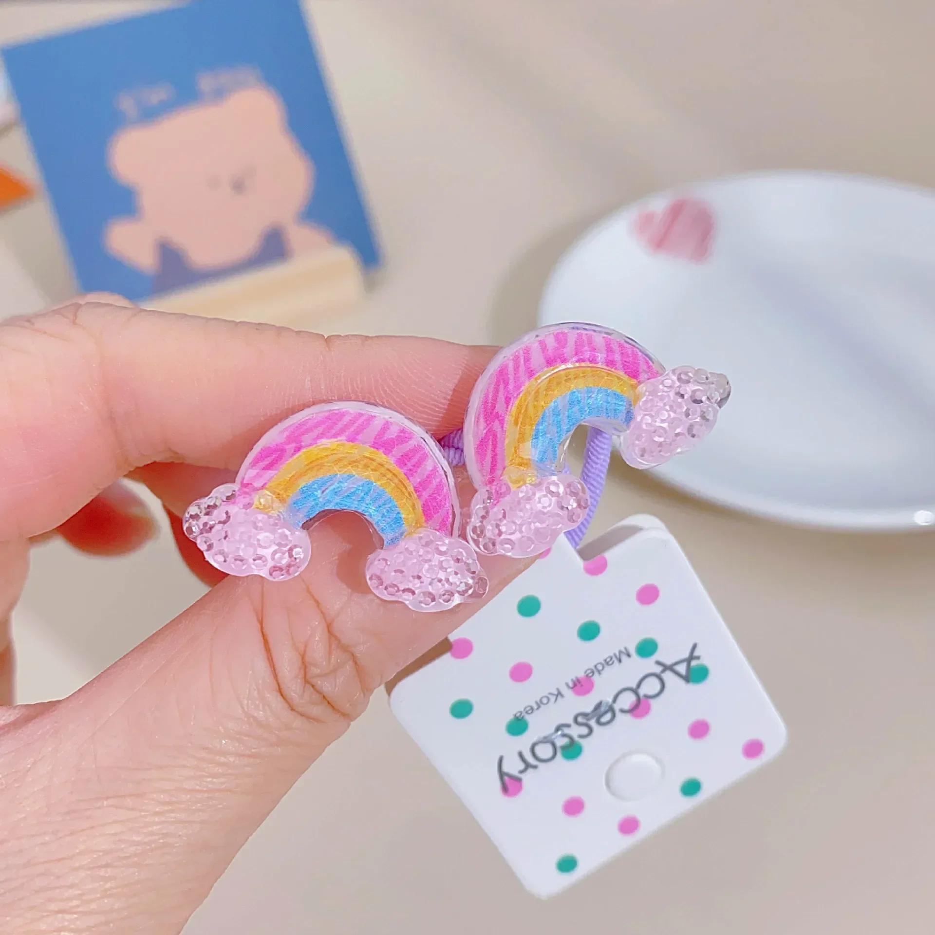 

Корейские детские эластичные ленты для волос с блестками и цветочным принтом, резинка для волос, кавайная веревка для волос принцессы, головные уборы, аксессуары для волос для девочек