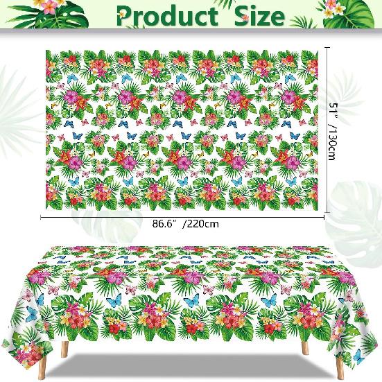 4 Pack Tropical Flower Tablecloth Hawaiian Luau Tablecloths Floral Butterfly Table Cloth Summer Beach Pool Kids Birthday Table Cover Supplies 51 X