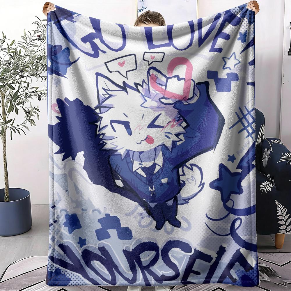 Cute B-boykisser cat Throw Soft Flannel Throw Summer Blanket Lightweight Cozy Nap Blanket for Sofa Bed Travel