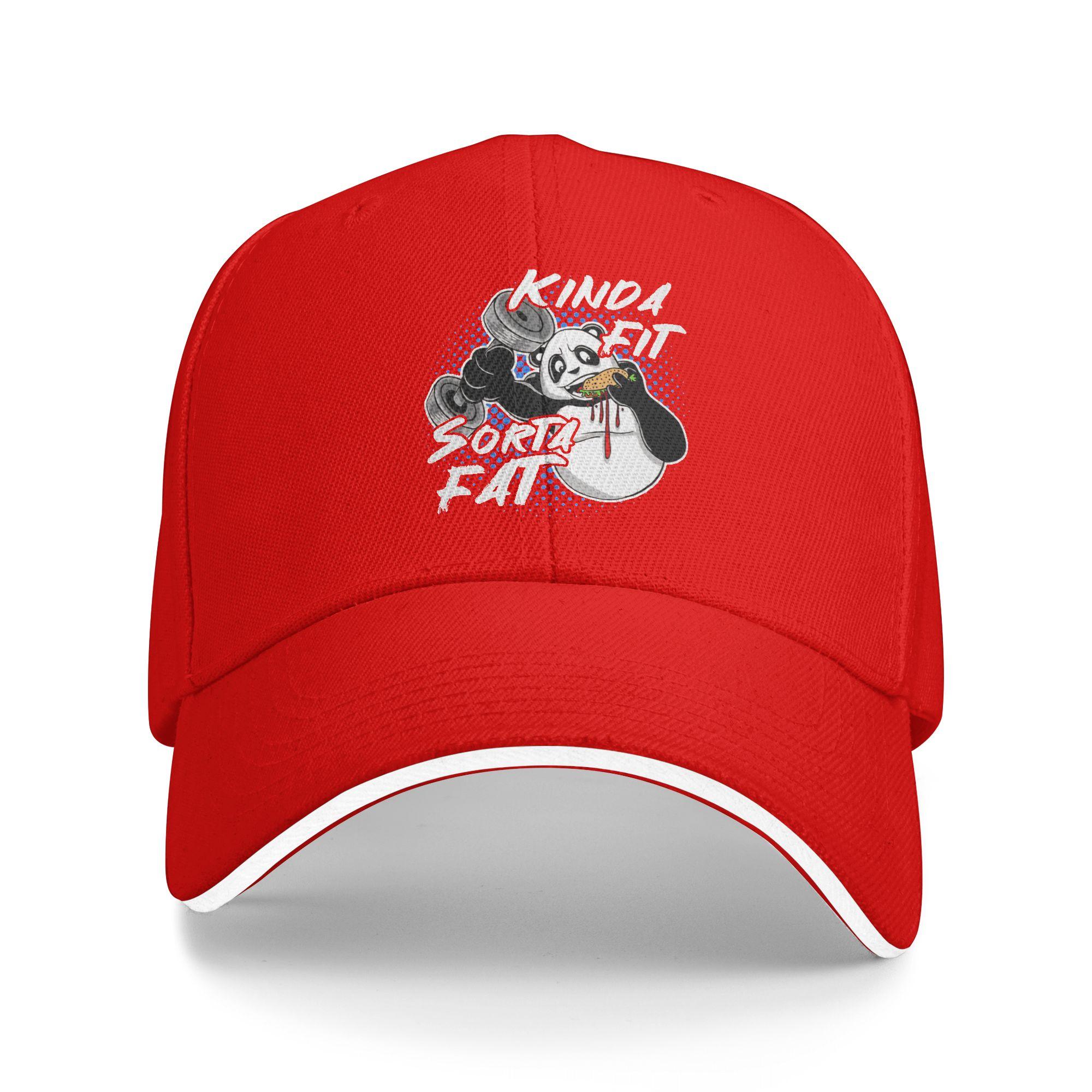 

Funny Panda Gym Humor Kinda Fit Sorta Fat Cartoon Fitness Baseball Cap Casual Trucker Hat Summer Men Women Baseball Caps One Size