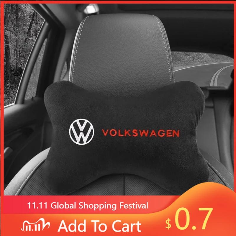 For VW Car Headrest Cover Auto Seat Cover Head Neck Rest Pillow  for VW Volkswagen Golf Polo Passat Touran Jetta Car Styling A