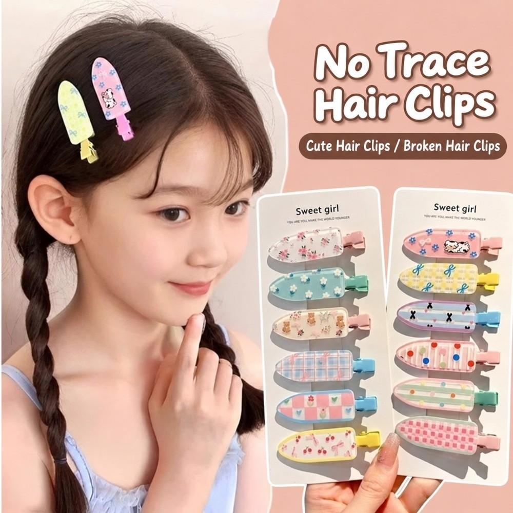 2pair Acrylic Hairpin Plaid Side Bang Hair Pins New Duckbill Barrettes for Women Girls
