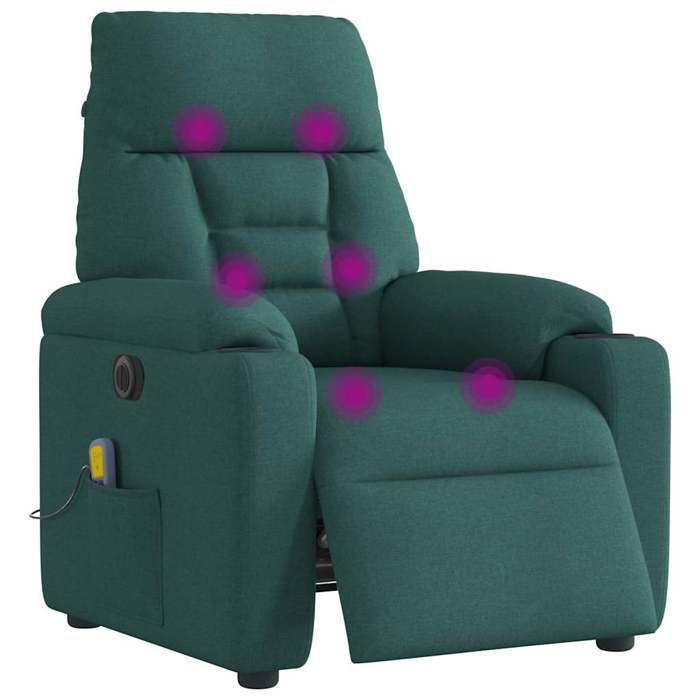 VidaXL Fauteuil de massage inclinable électrique Vert foncé Tissu 3303028