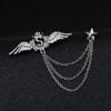 Men's Korean Style Eagle Guitar Brooch with Rhinestone Chain Badge
