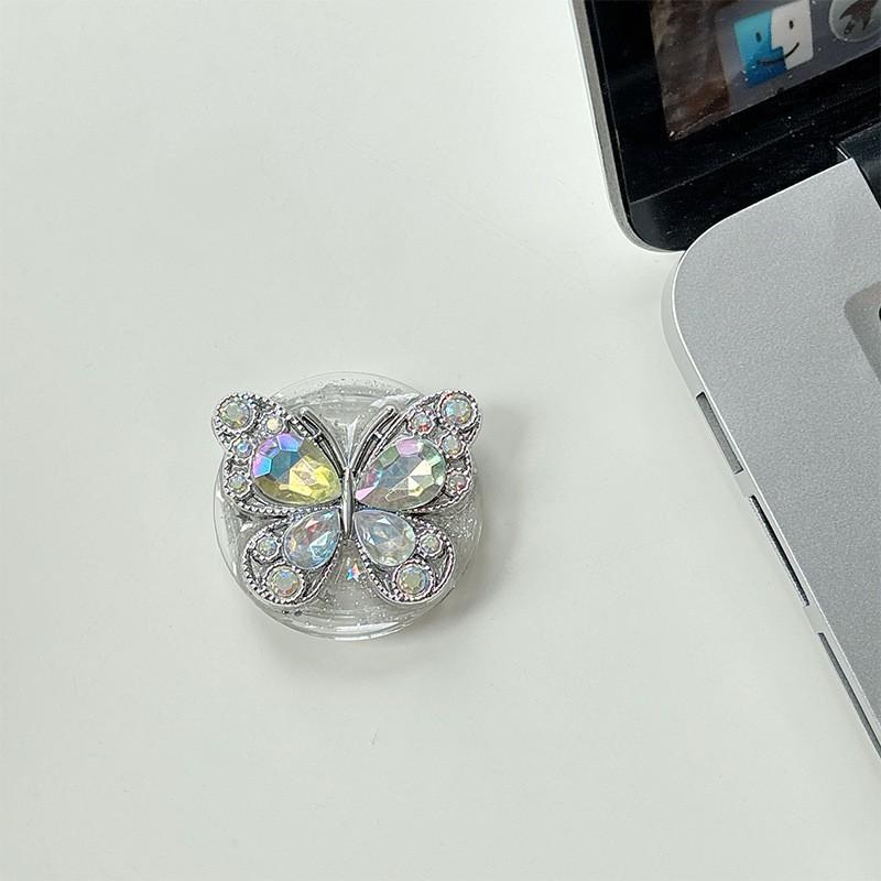 

Korean Ins Feng Shui Diamond Butterfly Premium Phone Airbag Stand Lazy Desktop Watching Support Folding Ring
