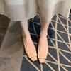  Temperament square buckle patent leather commuter shoes, shallow mouth and one pedal, low heel single shoes, widened large size women's shoes 
