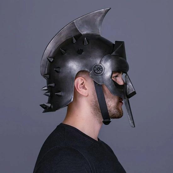 Black Gladiator Helmet Roman Soldier Maximus Helmet Medieval Knight LARP  Cosplay Armor Handmade Steel Warrior Costume