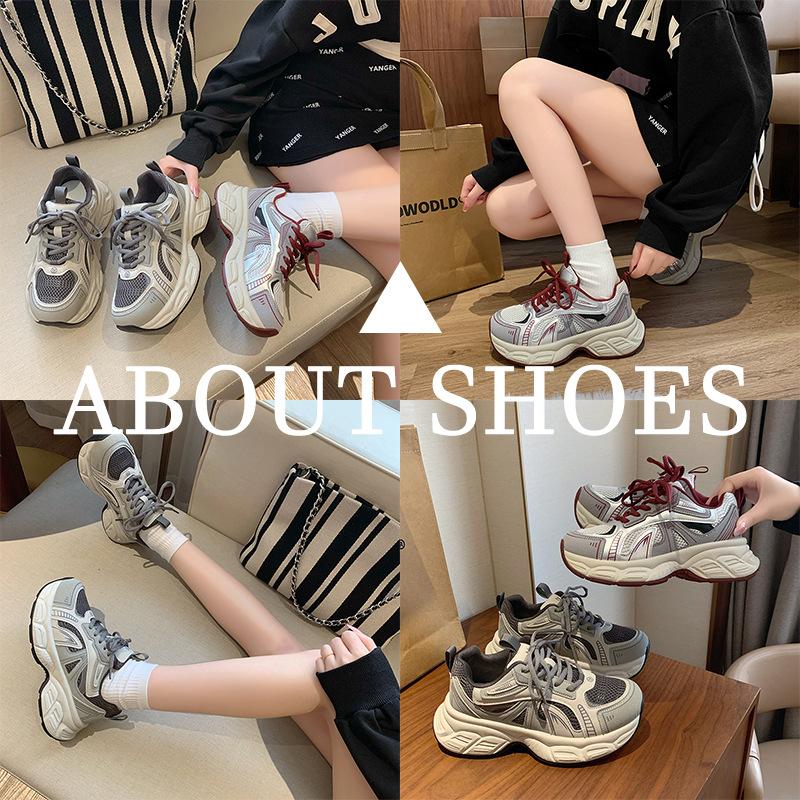 Premium retro gray dad shoes women's shoes 2025 new autumn and winter new muffin thick sole heightening and velvet sports