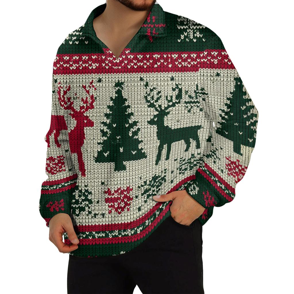 Men's Casual Collared Long-Sleeve Knit Base Layer Top