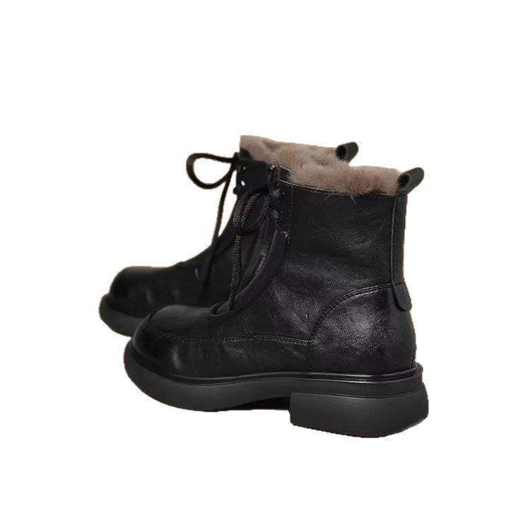 New platform Martin boots winter British style velvet boots lace-up warm snow boots short boots