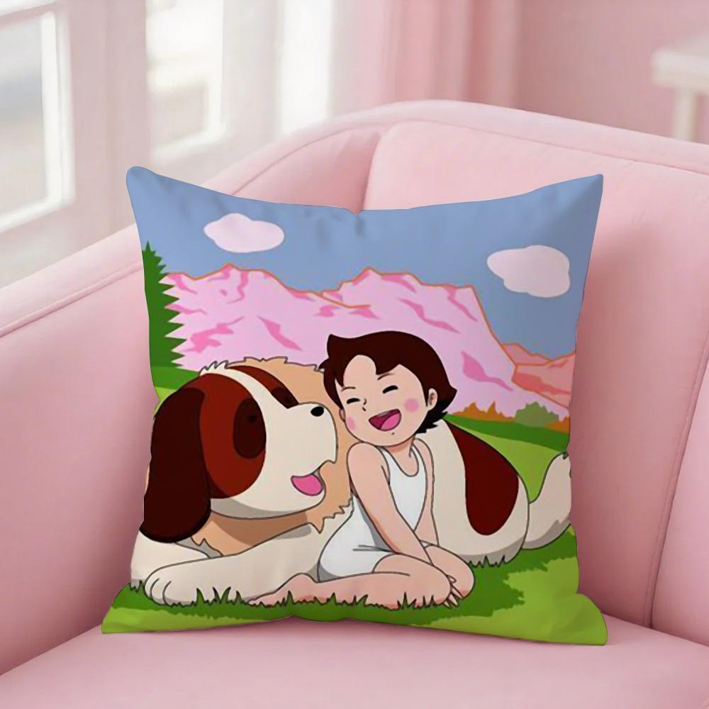 Heidi Peter E Nonno Alpi Capra Montagna Federa Quadrata Stampa Double-Sided Corto Peluche Cuscino Divano Copricuscino Camera da Letto