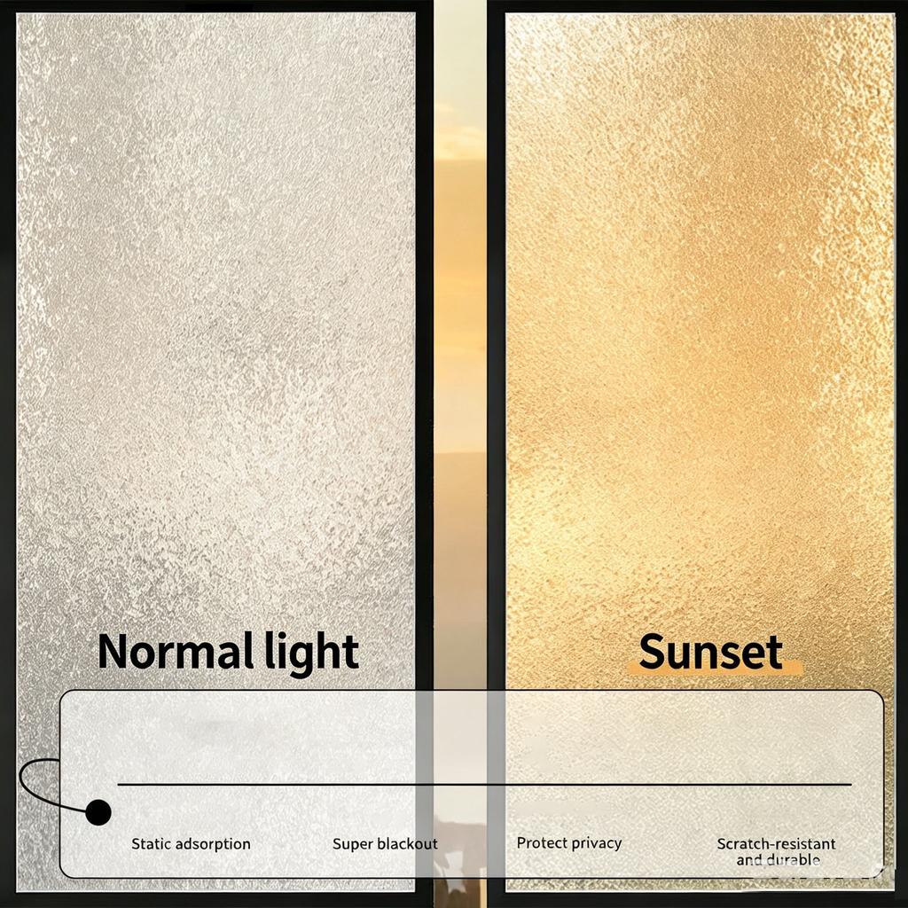 3D schwebendes Licht Sichtschutz-Fensterfolie – Dicke statisch haftende Vintage-Milchglas-Aufkleber, ohne Klebstoff, transluzent, aber blickdicht, Badezimmer- und Wohnzimmer-Dekoration