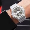 Sport Mens Digital Chronograph Strap Watch Classic Vintage Square Mens Digital Watch WR50M Waterproof White