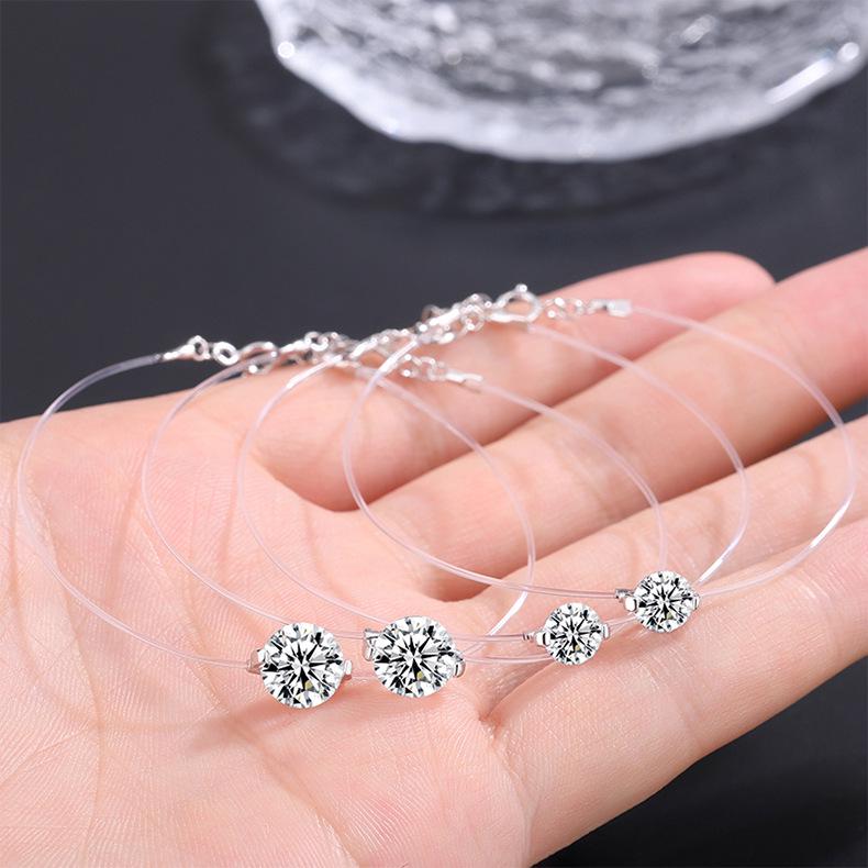 Sterling Silver Mermaid's Tears Bracelet - Elegant Transparent Fishing Line Design