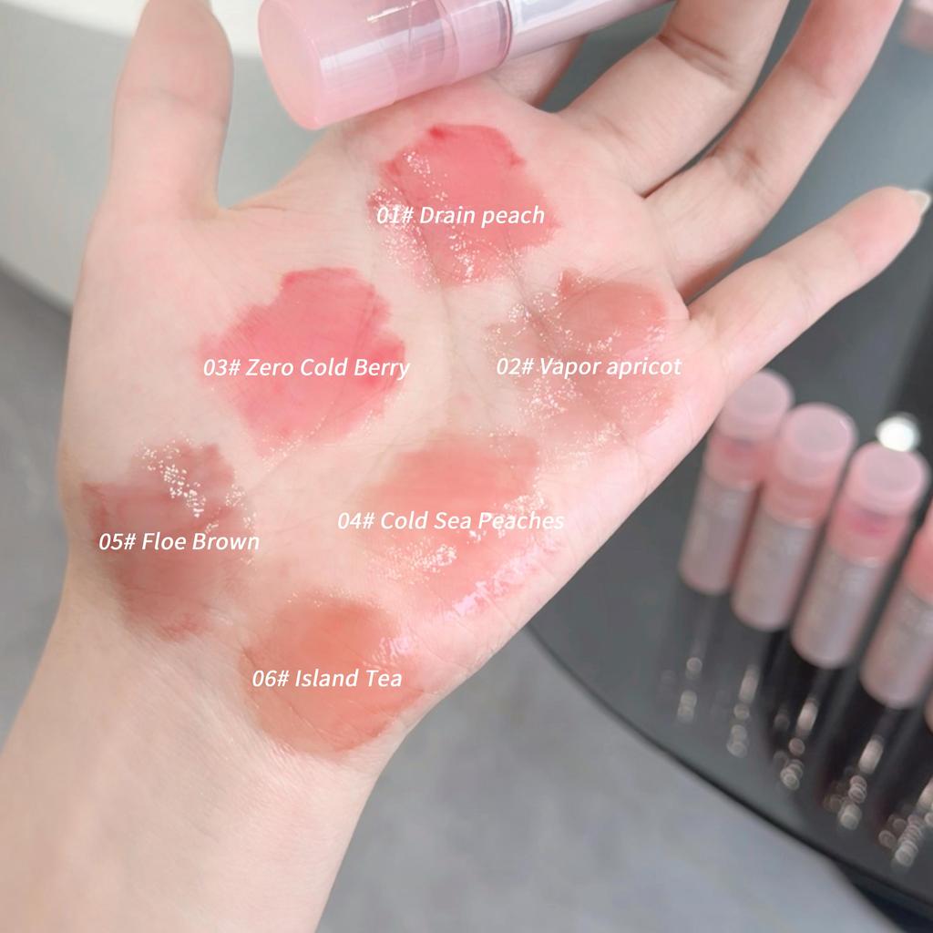 GEGE BEAR Water Mirror Lip Glaze Ice Transparent Long-lasting Lip Gloss Moisturizing Smooth Long-lasting Lip Natural Lipstick