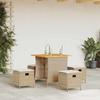 VidaXL Ensemble à manger de jardin avec coussins 5pcs Beige poly rotin, ensemble à manger d'extérieur, meuble à manger de 365422