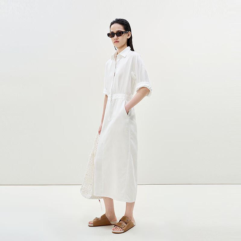 

LESS 2025 Summer Shirt Collar Straight Denim Dress M