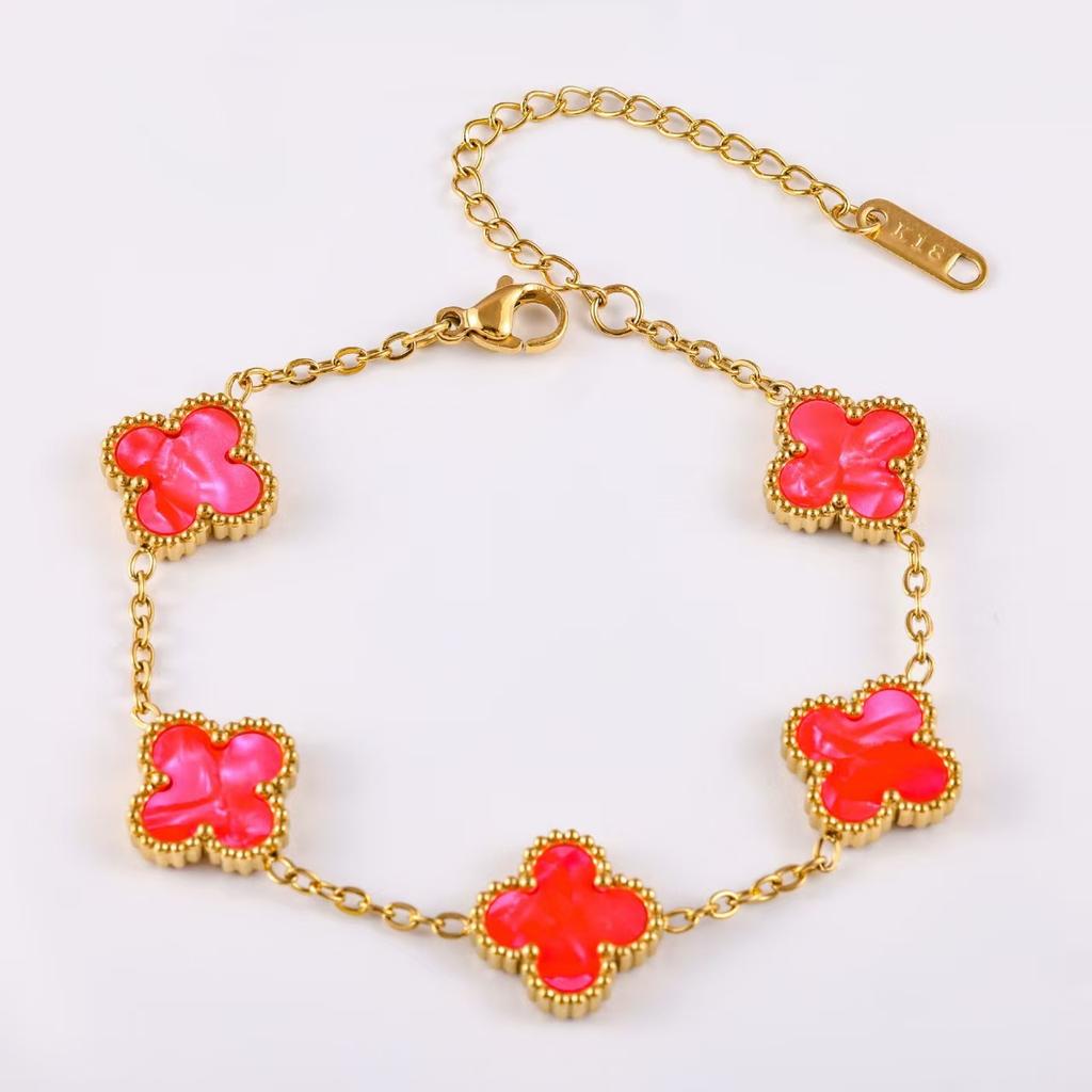 Bright Color 13mm Fashion Four-leaf Clover Bracelet Classic Versatile Models Women's Bracelet
