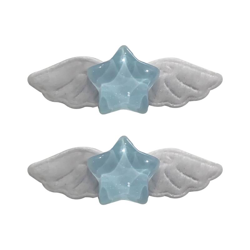 2pcs Fashion  Star Wing Hairpins Hair Duckbill Clip Sweet Hair Barrettes Y2K Hair Accessory Holiday Gifts